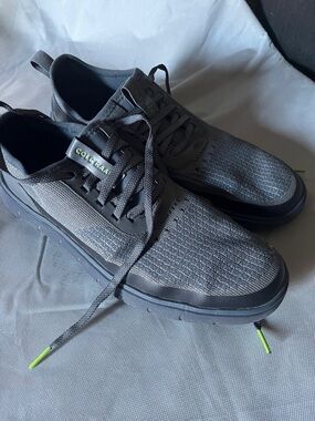 Cole Haan Charcoal Knit Lace-Up Sneakers with Lime Accents